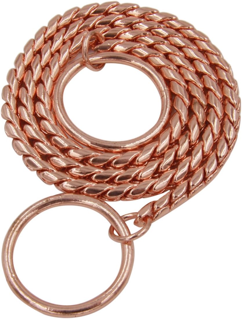 Moonpet Rose Gold P Choke Snake Chain Collar - Command Obedience Dog Training Slip Collar - 24"
