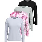 Real Essentials 4 Pack: Women's UPF 50+ Quick Dry Fit Sun Shirts Long Sleeve UV SPF Hiking Top Outdoor (Available in Plus)
