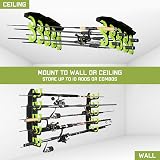 BOOSTEADY 10-Rod Fishing Rod Holder Wall Ceiling Rack Green view 2