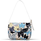 Tote Bag, Handbags for Women, Sequin Embroidery Beach Bag, Hand-Woven Straw Handbag, Bohemian Shoulder Bag, Underarm Bag Suitable for Vacation Travel Daily(Navy Blue Flowers)