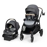 Maxi-COSI Zelia Pro 5-in-1 Travel System with Mico Pro Infant Car Seat, Baby Stroller Combo, Reversible Seat, Large Wheels, Adjustable Handle, Newborn to Toddler, Lightweight, Sea Salt