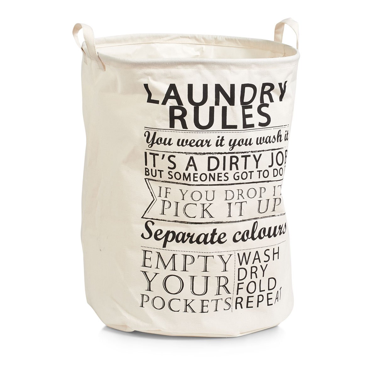 Zeller "Laundry Rules" Bag, White, 38 x 48 cm