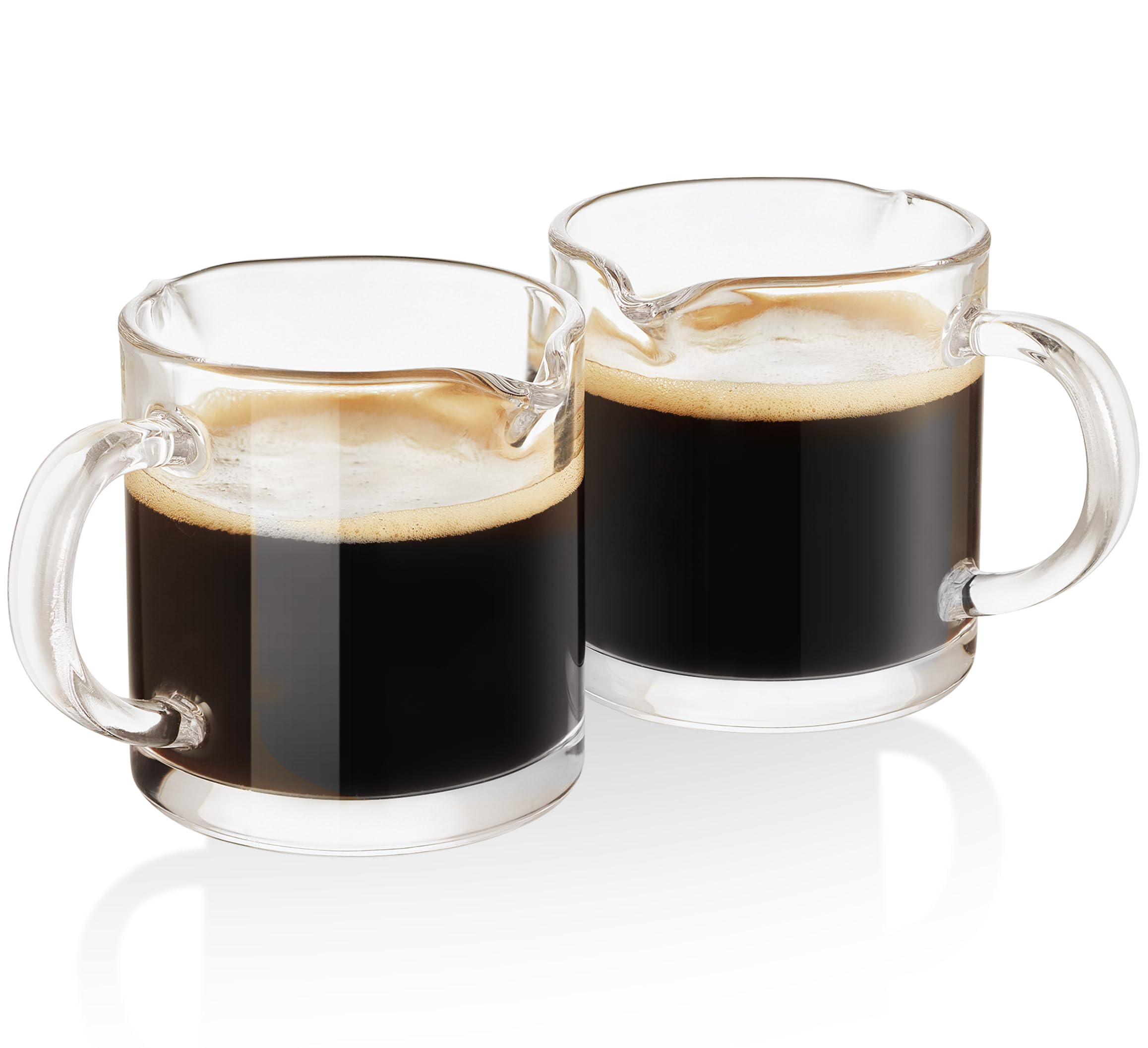 Photo 1 of Ackers Clear Espresso Cups Set of 2,4 OZ Double Spouts Cups,Milk Cup with Handle, Espresso Accessories for Machine, Small