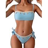 B2prity Two Piece Bikini Set Swimsuit for Women Adjustable Tie Back Customizable Fit Bathing Suit Double Lined Resort Wear