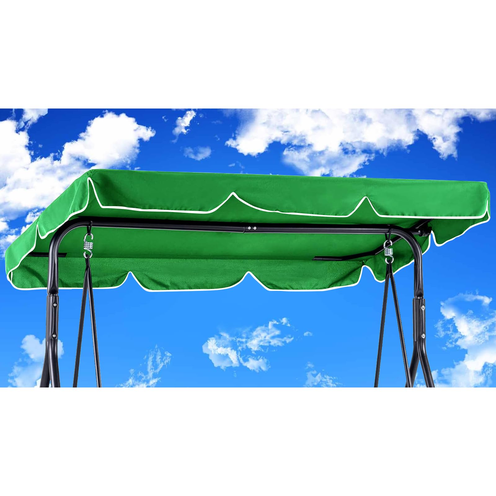 Replacement Canopy for Garden Swing 210 x 145 cm Waterproof, Wind Roof, Replacement Cover for Swing Sunshade, Polyester Cloth (210 x 145, Green)