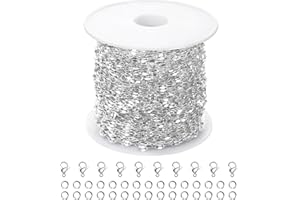 Kyutong Silver Necklace Chain for Jewelry Making Stainless Steel Cable Link Chain Bulk Thin Jewelry Making Supplies Chains with Lobster Clasps Jump Ring for Craft DIY Necklace Ankle Making