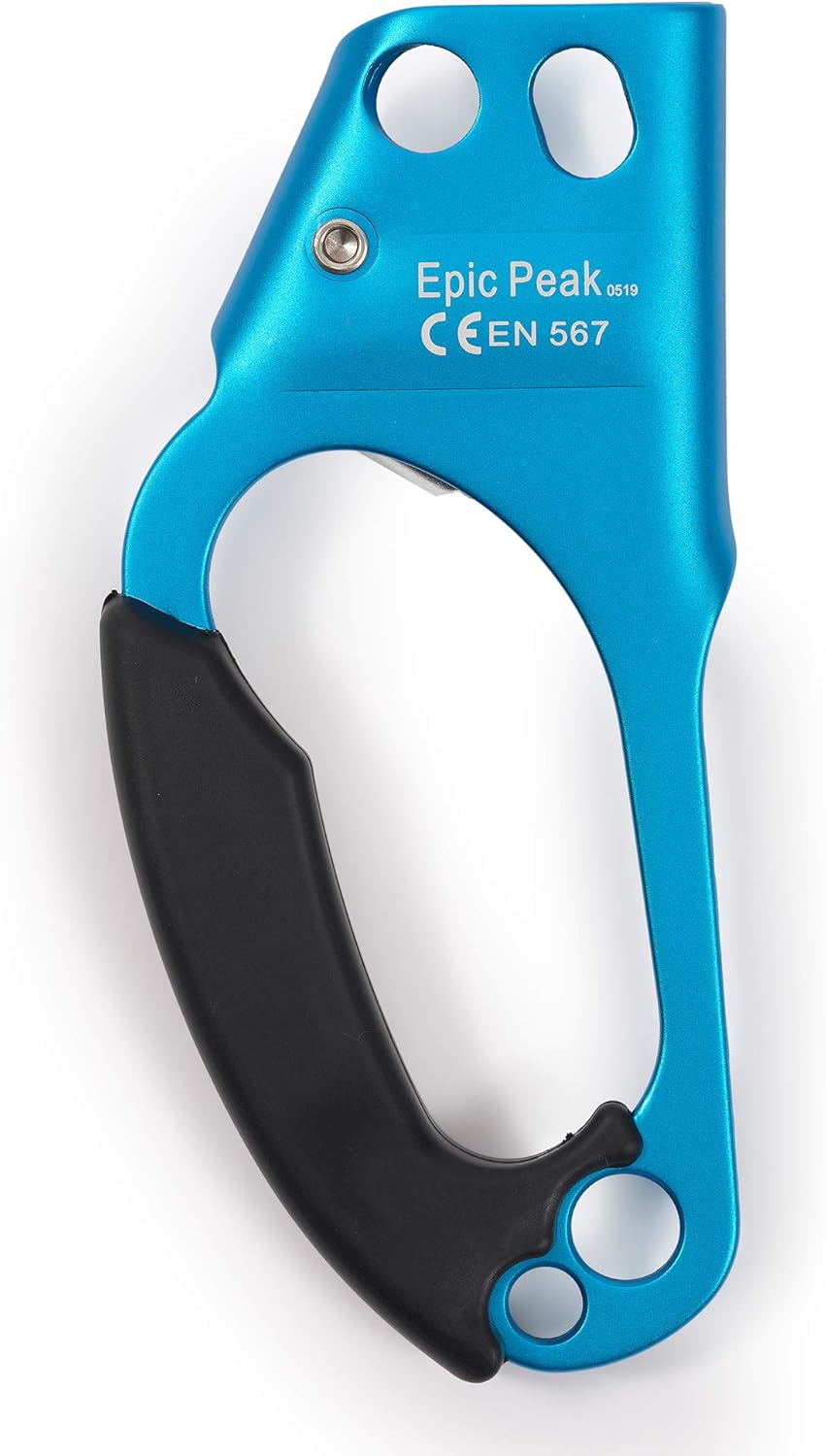 EPIC PEAK Right Hand Ascender - Strong Climbing Equipment with Ergonomic Rubber Handle and Steel Cam - Best Used with 8-12mm Rope - Sport Climber, Arborist, and Mountaineering Safety Tool with Decal : Sports & Outdoors