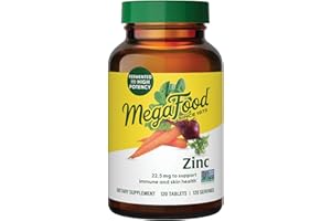 MegaFood Zinc Supplements - Vegan Immune Support Supplement with 22.5 mg High Potency Fermented Zinc - Made with Real Food - Gluten-Free, Kosher - 120 Tablets, 120 Servings