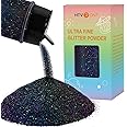 HTVRONT Holographic Fine Glitter Powder - 50 g/1.76 oz Black Glitter for Resin, 0.008" Extra Fine Glitter for Tumblers, Cards, Nail Hair Body Decors, Art and Crafts