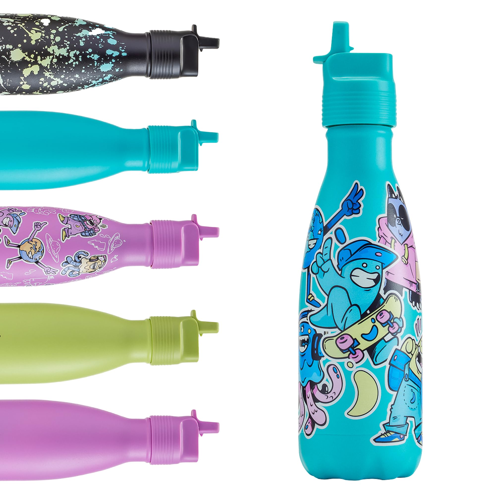 Chilly's Kids Original Water Bottle - Vacuum Insulated Stainless Steel Water Bottle, Reusable Thermal Flask For Hot & Cold Drinks - Leak Proof, No Sweat - 350ml - Stickers