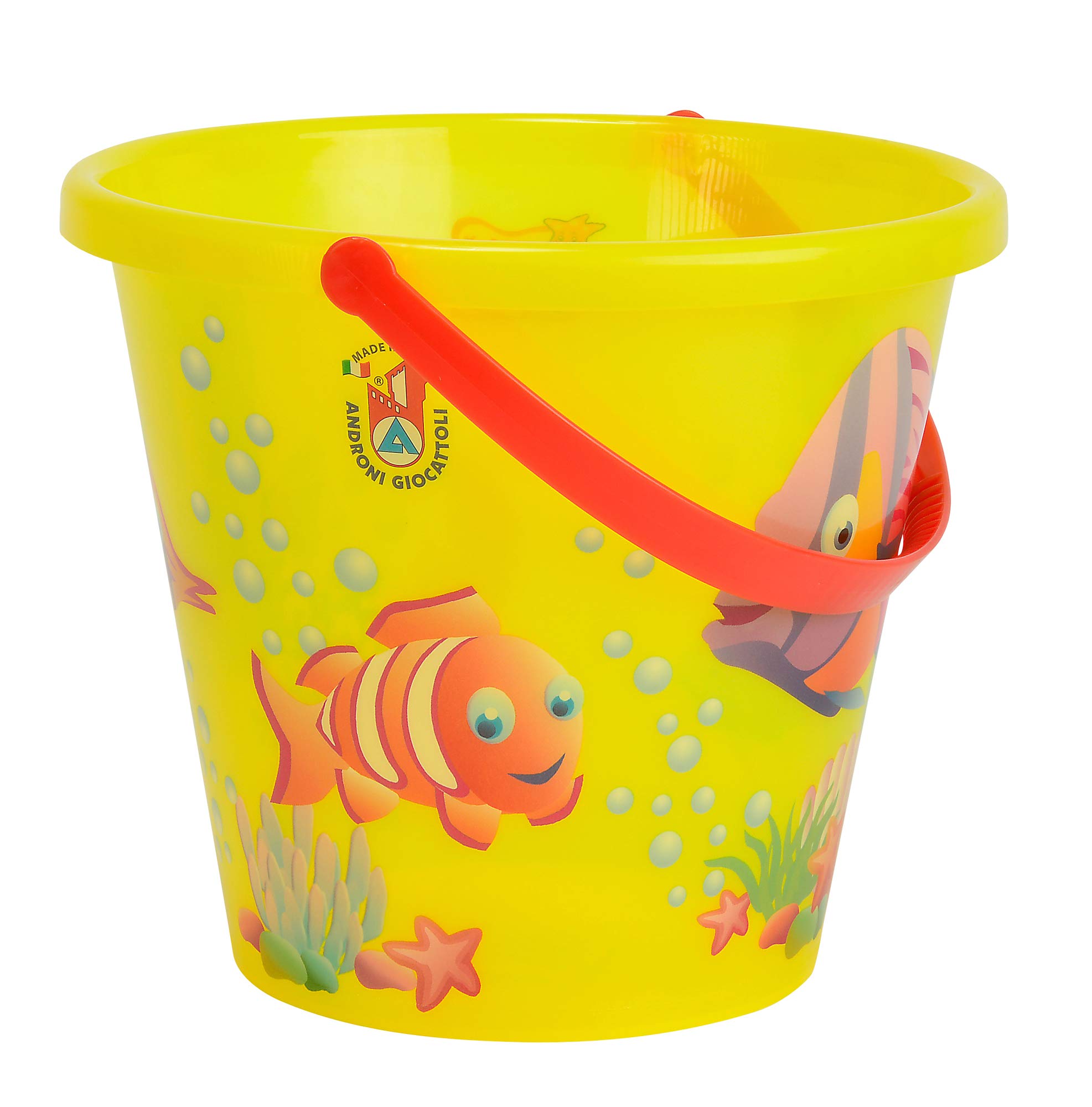 Simba 107106525 Sand Toy Sand Bucket Transparent Fish Motifs/Height 17 cm/Diameter 20 cm/Multi-Coloured
