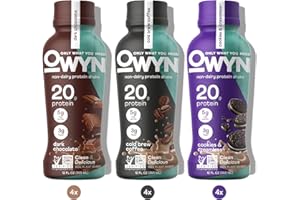 OWYN Only What You Need Plant Based Protein Shake, 20g Vegan Protein from Organic Pumpkin Seed, Flax, Pea Blend, Prebiotic Supplement, Superfood Greens, Gluten & Soy-Free (Variety Pack, 12 Pack)