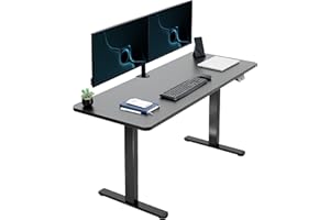 VIVO 60-inch Electric Height Adjustable 60 x 24 inch Stand Up Desk, Black Solid One-Piece Table Top, Black Frame, Home & Office Furniture Sets, B0 Series, DESK-KIT-B06B