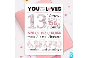 TSVATE 13th Birthday Card, 13th Birthday Gifts for Girls, Birthday Gift for 13 Year Old Girl, 13th Birthday Decorations for Girls, 13th Birthday Card for Daughter, Niece, Sweet 13 Bday Greeting Card