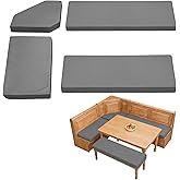 JZHLLA Breakfast Nook Cushion Set, Water-Resistant &amp; Removable Covers Breakfast Dining Nook, High-Density Foam Includes Straps Fits Corner Bench &amp; Dining Set(4-Piece)