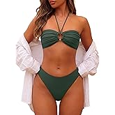 ANRABESS Bikini Sets for Women Bandeau O Ring 2 Piece Swimsuit Floral Halter Tie Back Bathing Suit 2026 Summer Beach Swimwear