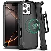 MOTIVE Designed for iPhone 16 Pro Max Case with Belt Clip, Magnetic Case Magsafe Compatible, Heavy Duty and Quad Layer Military Grade Protection for iPhone 16 Pro Max Holster, 6.9" | Black