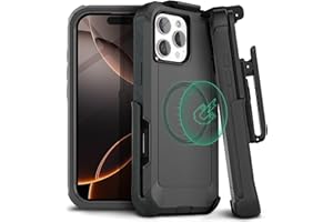 MOTIVE Designed for iPhone 16 Pro Max Case with Belt Clip, Magnetic Case Magsafe Compatible, Heavy Duty and Quad Layer Military Grade Protection for iPhone 16 Pro Max Holster, 6.9" | Black