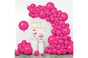 RUBFAC 110pcs Hot Pink Balloons Latex Balloons Different Sizes 18 12 10 5 Inch Party Balloon Kit for Birthday Baby Shower Wedding Princess Theme Party Decoration
