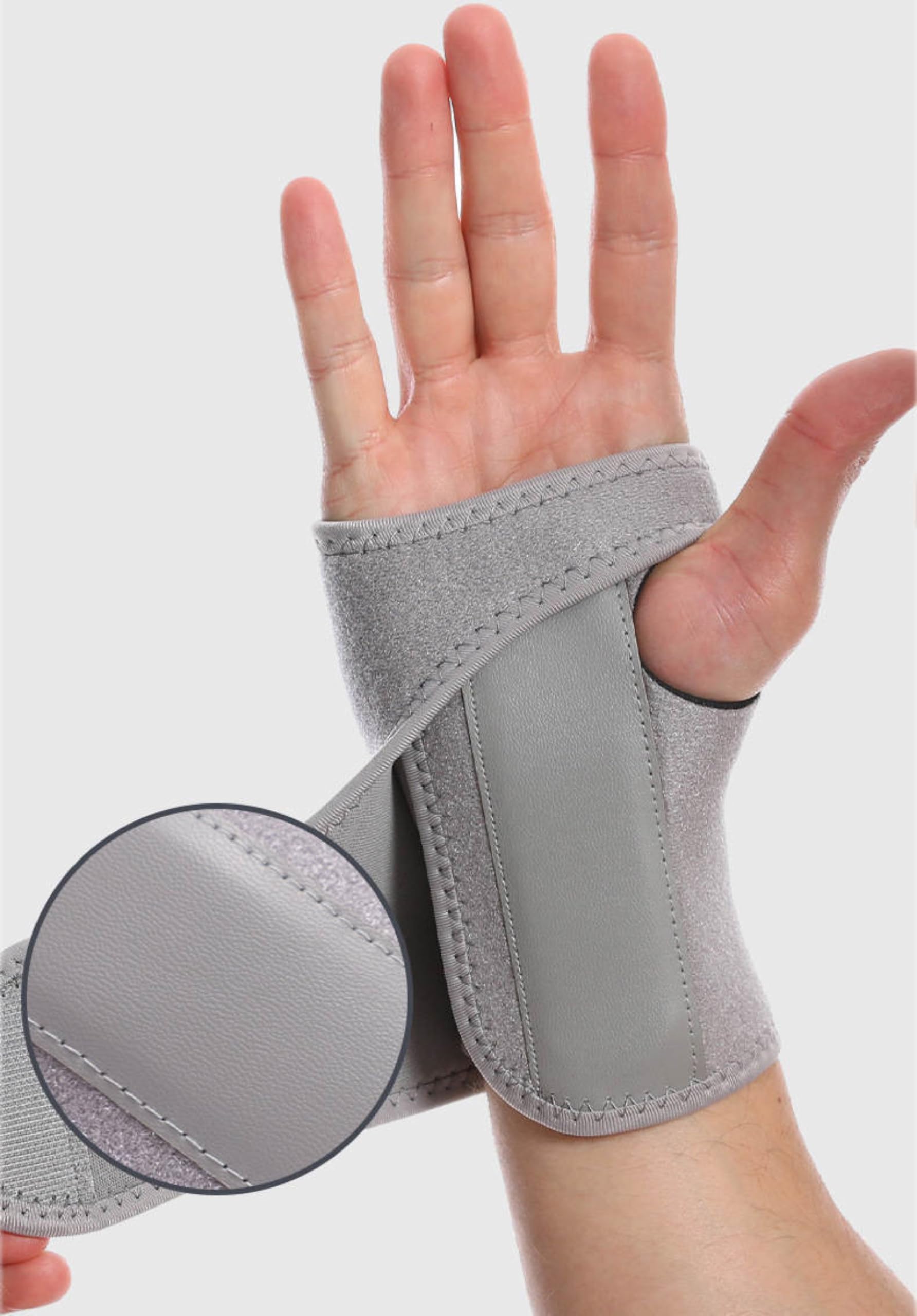 Compression Wrist Support Brace for Men & Women | Adjustable Wrist Support Wraps | Wrist Band Support Sleeve | Carpal Tunnel Brace for Pain Relief, Tendonitis, Arthritis, Gym, Sports (Gray, Left)