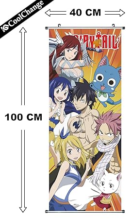 CoolChange Großes Fairy Tail Rollbild / Kakemono aus Stoff, 100x40cm, Motiv: Magier Gilde