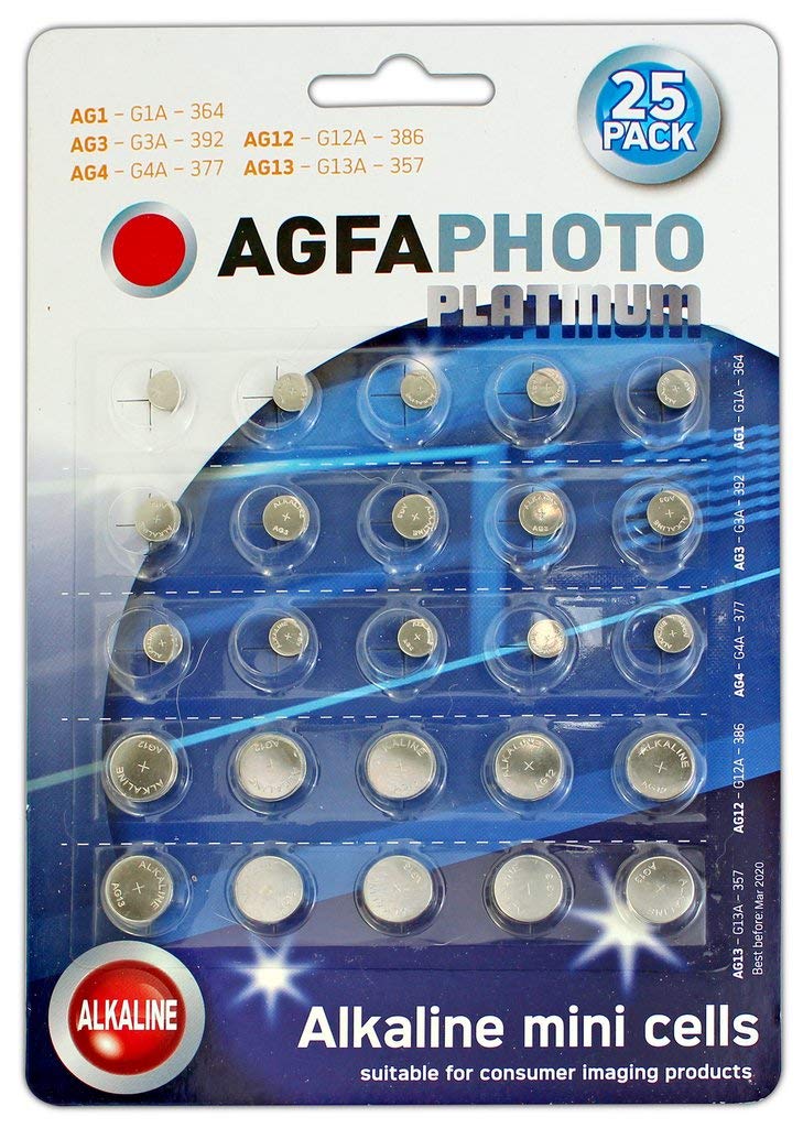 Agfa Photo Mixed Watch Battery 25 Pack - 364 392 377 386 357