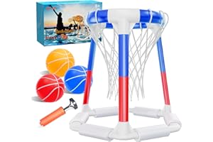 ONLYFUN Swimming Pool Basketball Hoop Poolside Pool Game Sets - Inflatable Pool Toys for Kids Gifts Outside Water Floating Basketball Game with Ball for Adults Pool Party Include 3 Balls and Pump Blue