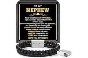 LUXEJEW Gifts for Men - Beaded Leather Bracelet 6mm Matte Agate Stone Bracelets for Men Dad Son Husband Boyfriend Grandpa Grandson Brother Uncle Nephew Adjustable Magnetic Clasp