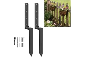 HAAIFROE 2pcs Heavy Duty Steel Fence Post Repair Kit, One-Piece Steel Anchor & Stakes, Quick Fix Broken/Leaning Wood Fence Po