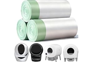 KROPBOM 45 Count Waste Drawer Liners Bags Compatible with Litter Box Robot 4 and 3, Thick Self-cleaning Cat Litter Box Liners refill with Drawstring Heavy Duty 10-12 Gallons of Capacity