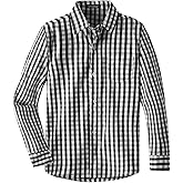 Spring&Gege Boys' Long Sleeve Plaid Poplin Button Down Shirt