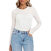 Totatuit Women Mesh Top Sexy Long Sleeve with Thumb Hole Sheer Shirt Crew Neck Double Lined Fitted Top Side Ruched Shirt