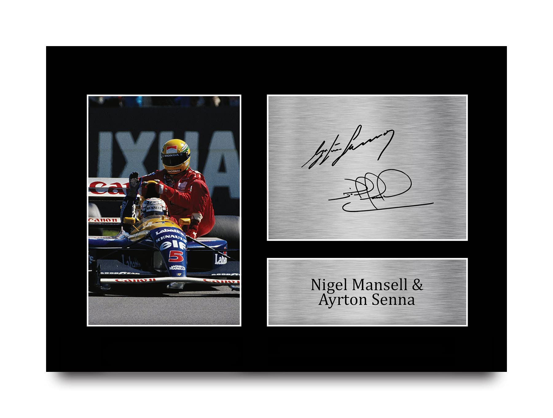 HWC Trading A4 Nigel Mansell & Ayrton Senna Formula 1 Gifts Printed Signed Autograph Picture for F1 Formula 1 Racing Fans