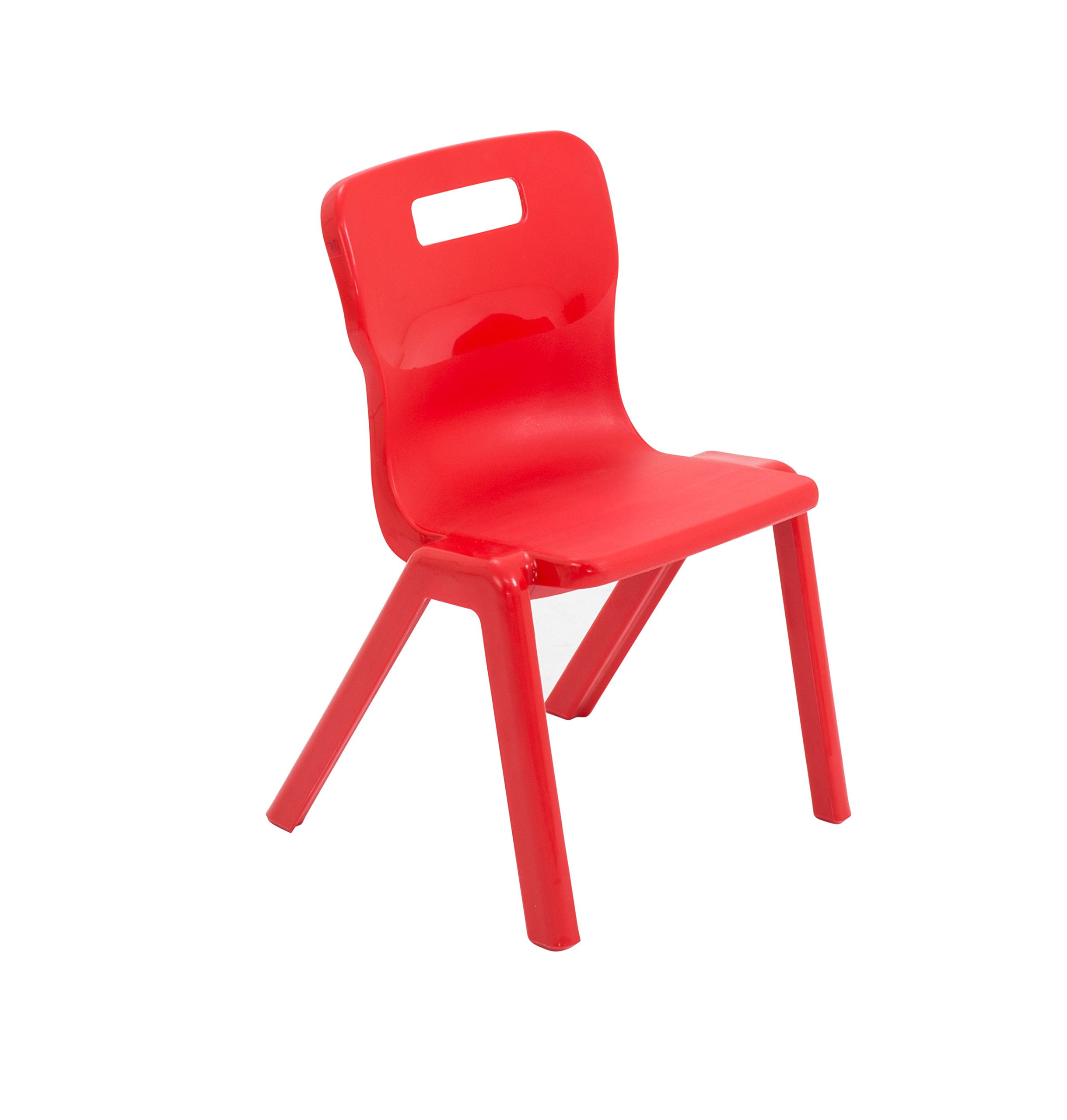 Titan One Piece Classroom Chair, Plastic, Red, Size 2 for Ages 3-5 Years, Pack of 2