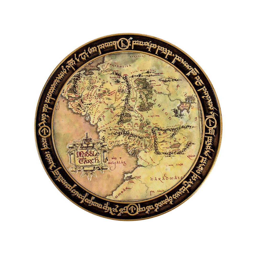 Lord of the Rings Middle Earth Map Deluxe Coin – Officially Licensed Collectible with Detailed Design, Display Piece, Great Gift for LOTR Fans