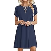MOLERANI Summer Dresses for Women 2025 Casual T Shirt Crewneck Petal Sleeve Swing Vacation Dress with Pockets