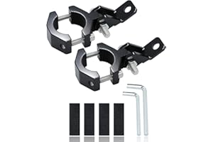 YTT UTV Whip Light Mount, Solid Aluminum Alloy Whip Flag Mounts, Off-Road LED Light Bar Mounting Bracket, 180° Adjustable Roll Bar Clamp Holder Fits 0.85-1.25” Roll Bar