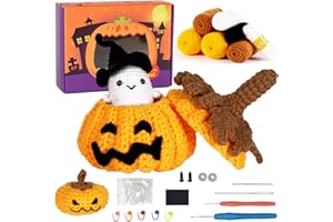 Wutubug Crochet Kits for Beginners Animals Pumpkin Candy Bag, Crochet Starter Kit with Video Tutorials, Amigurumi Crocheting Kits with 6 Colors of Yarn DIY Gift for Starters Adult Kids Party