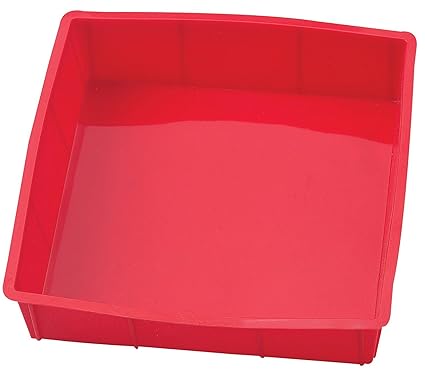 Inditradition Baking Silicone Cake Pan, Baking Mold | 9 x 9 x 1.6 Inch, Square, BPA Free (Red)