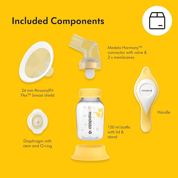 MEDELA HARMONY MANUAL BREAST PUMP, COMPACT SWISS DESIGN WITH PERSONALFIT FLEX SHIELDS AND MEDELA’S 2-PHASE EXPRESSION TECHNOLOGY