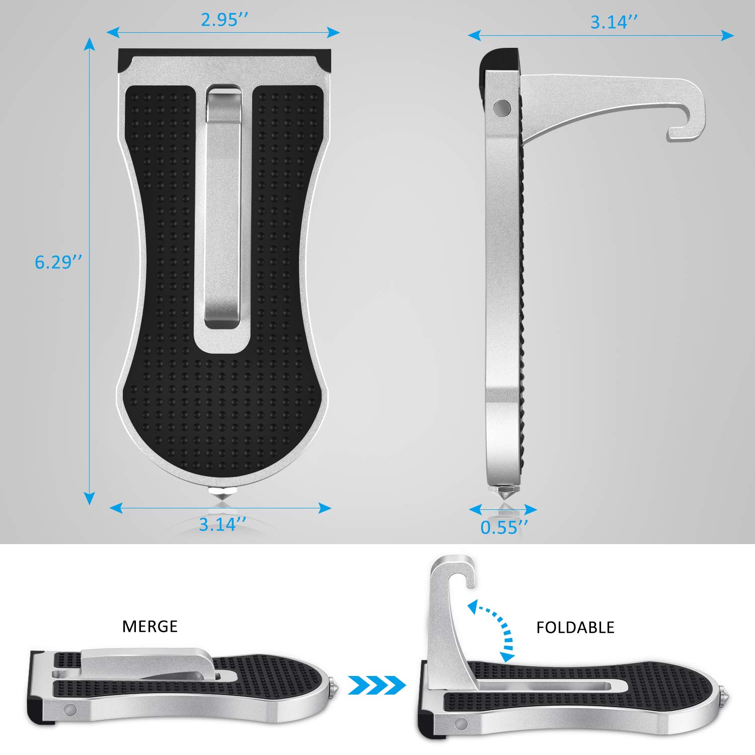 AK Car Doorstep Vehicle Rooftop Folding Ladder Foot Pegs with Safety Hammer Function Hooked on U Shaped Latch for Jeep SUV Off-Road Car, Easily Access to Car Rooftop Roof-Rack