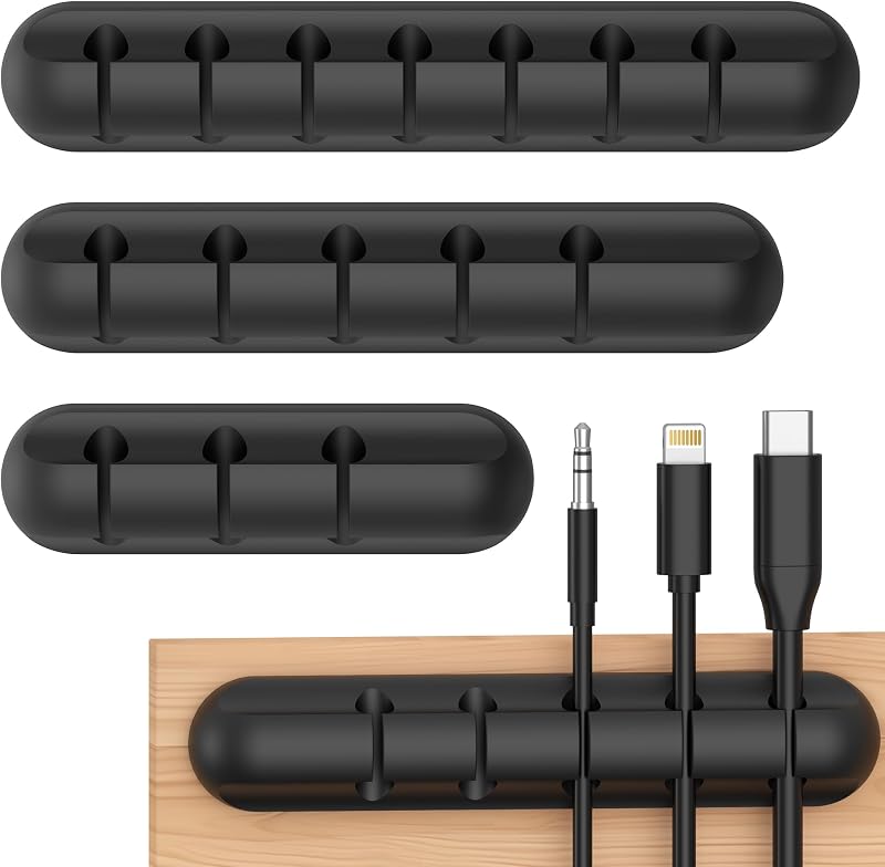 Clips para Cables, 3/5 Unidades, con 2 Colores de Organizador de Cables, para Escritorio, Cable de alimentación, Cable de Carga USB, Cargadores, Cables de Audio, Oficina y usuarios domésticos