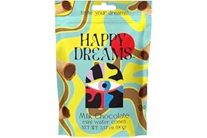 Happy Dreams Bite-Sized Waffle Cone Treats - Irresistible Mini Waffle Cones Filled with Premium Belgian Chocolate- Milk Chocolate 1-Pack