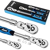 DISEN 3-Piece Extendable Flex-Head Ratchet Wrench Set with EVA Storage Case - 1/4", 3/8", 1/2" Drive, 72-Tooth, Rubber Grip, Adjustable Length - Professional Automotive and DIY Tools