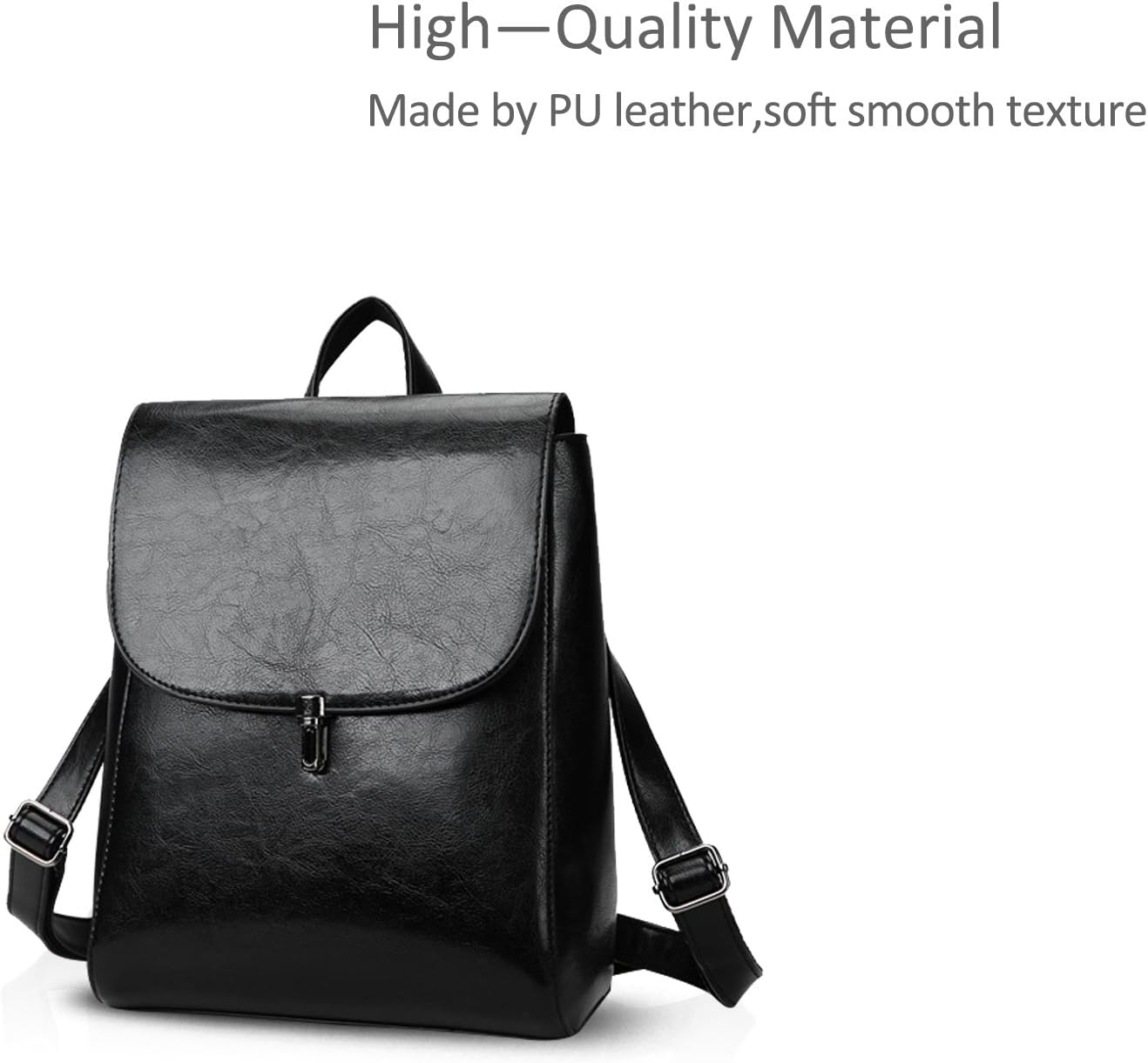 NICOLE&DORIS Fashion Women School College Travel Outdoor Shoulder Bag Backpack Daypack Waterproof Durable Soft PU Leather Black - Image 4