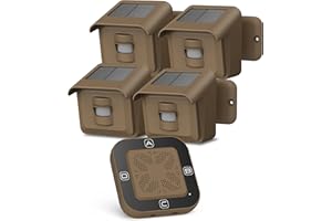 PVEUKDAL STRIVE TO BETTER Driveway Alarm - 1/2 Mile Solar Powered Driveway Alarm Wireless Outside Weatherproof Motion Sensor and Detector, Security Alarm System (1 Receiver and 4 sensors)