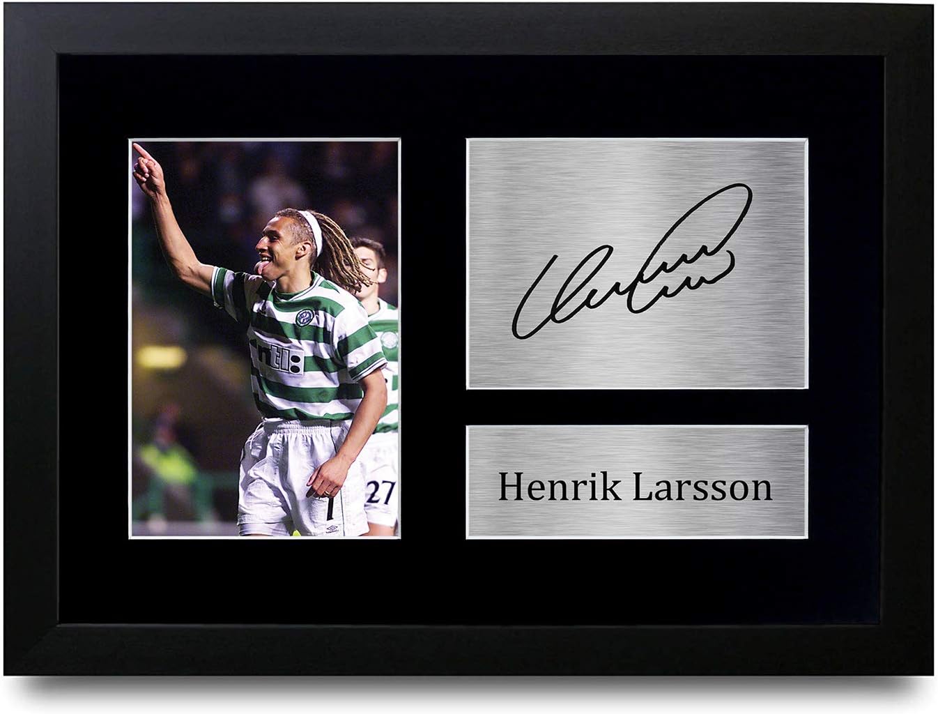 HWC Trading FR Henrik Larsson Gift Signed FRAMED A4 Printed Autograph Celtic Gifts Print Photo Picture Display