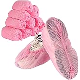 Frontline Shoe Covers Disposable Non-Slip 100 Pack, Premium Non-Woven Durable Booties Shoes Covers – Water Resistant Thick Anti-Slip - One Size Fits Most by Frontline (Pink 100 Pack)