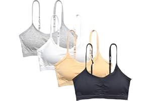 VeaRin Girl's Adjustable Straps Seamless Cami Bra with Padding,Lined Training Bra for Girls