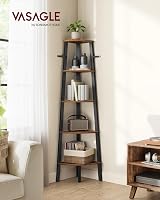 VASAGLE Corner Bookcase 5 Tier Ladder Shelf Industrial Rustic Brown Black LLS35X view 2